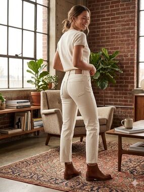 Madewell Off-White Ankle Straight Jeans